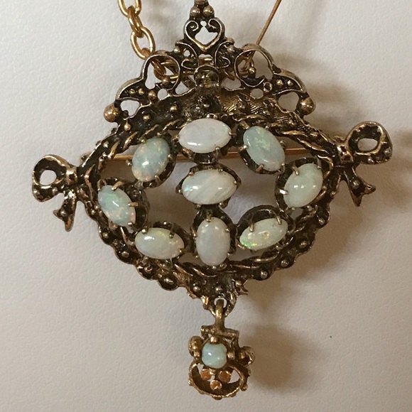 Vintage Jewelry - VTG OPAL BROOCH/PENDANT